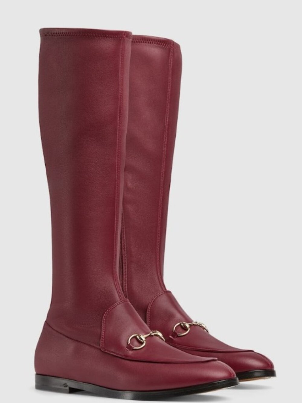 NIB Gucci Jordaan Burgundy Leather Knee-High Boots IT 38 US 8 - Picture 1 of 8